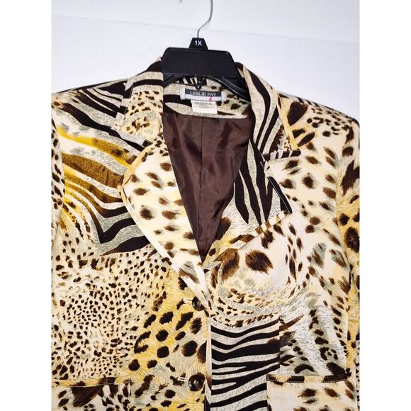 A Leslie Fay Vintage Women's Blazer Jacket Animal Print Office Siren Corpcore 8 - Picture 6 of 8
